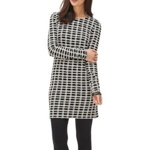 Long Tall Sally Monochrome Grid Long Sleeve Dress